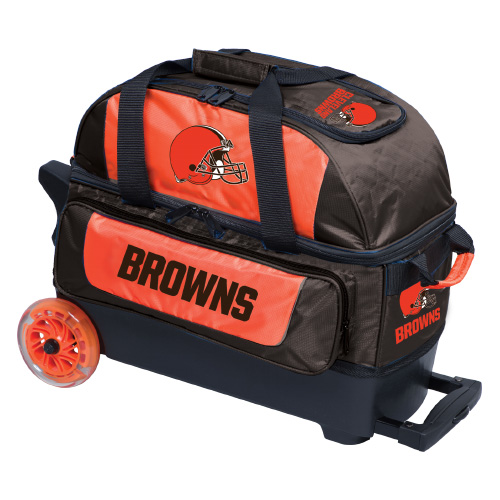 Cleveland Browns NFL double bowling ball bag 2 ball roller bag